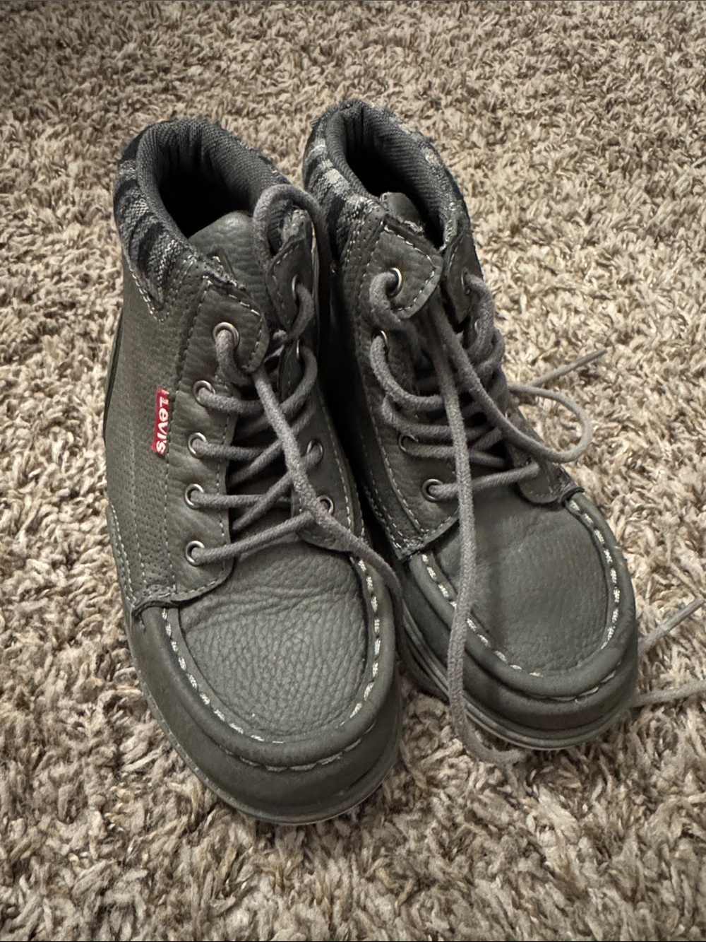 Levi's Kids Gray Lace-Up Moc Toe Boots with Red Tag